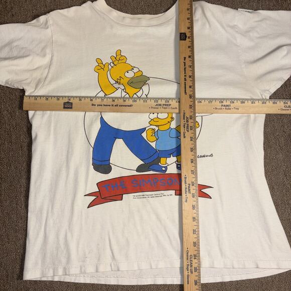 Vintage 1990 The Simpsons Homer Bart T-shirt Men’s Large Single Stitch White - Picture 6 of 8